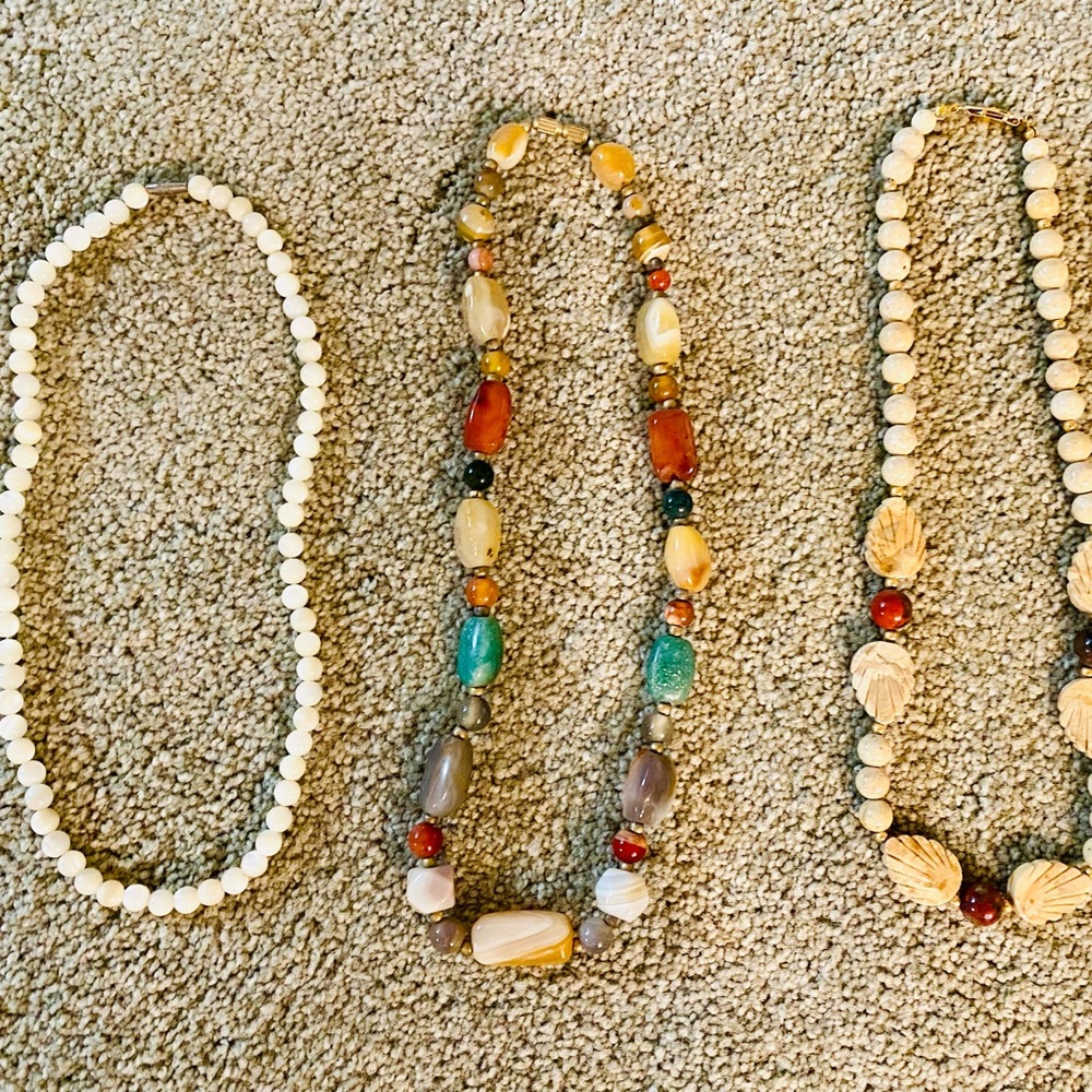 3 Handmade Polished Stone/Rock Necklaces